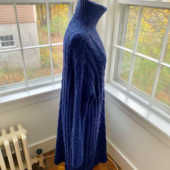 FREE PEOPLE *RARE*midi thick soft alpaca cabled turtleneck sweater dress - Picture 12 of 14